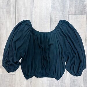 Black off shoulder balloon sleeve top